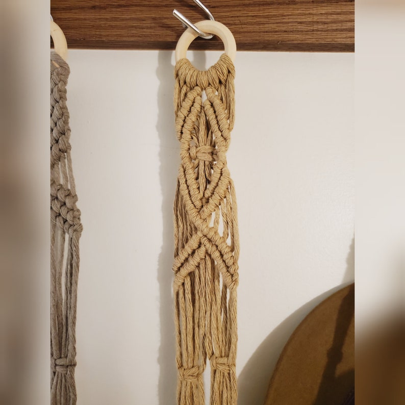 Macrame Hat Hanger Farmhouse Boho Hat Rack Cowboy Gift Holiday Christmas Recycled image 6