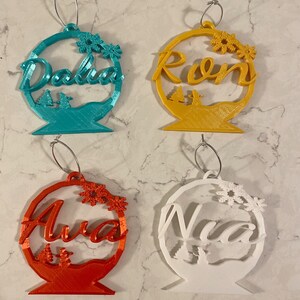 Custom Christmas Ornaments, Christmas Ornaments, Holiday Ornaments, Snow globe Ornaments, Personalized Ornaments, Name Ornaments