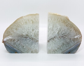 Brazilian Agate Bookends Natural Quartz Crystal Geode Book Etsy