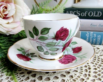 Delphine Bone China Rose Tea Cup and Saucer ~~ Vintage Teaware Tea Cup, Vintage Delphine China, Vintage Bone China, Made in England, Roses