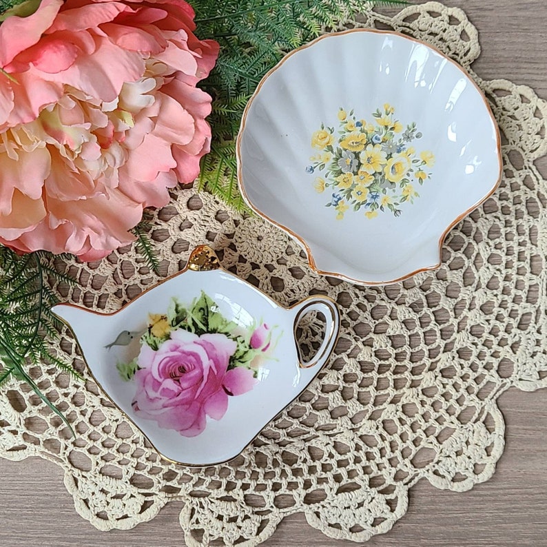 Vintage Tea Bag Rests Vintage Tableware Butter Pat Spoon Etsy