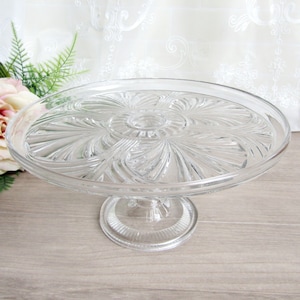 Greensburg Glass Florida Palm Cake Pedestal ~~ EAPG, Vintage Cake Plate Pedestal Stand, Serveware Serving Piece, Vintage Pressed Glass