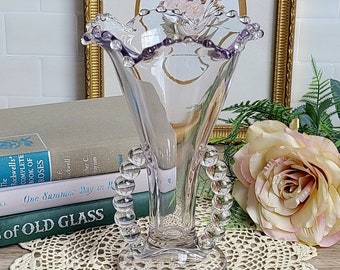 Imperial Glass Candlewick Clear Crimped Vase ~~ Vintage Decor, Flower Vase, Gift for Her, Shabby Chic Decor, Vintage Farmhouse, Home Decor
