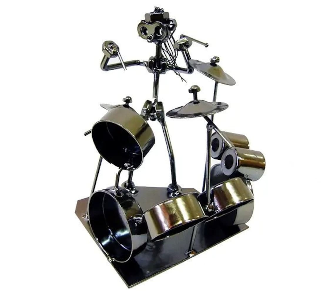 Nuts and Bolts Sculpture Drummer, Musician Handmade Ornament Figurine