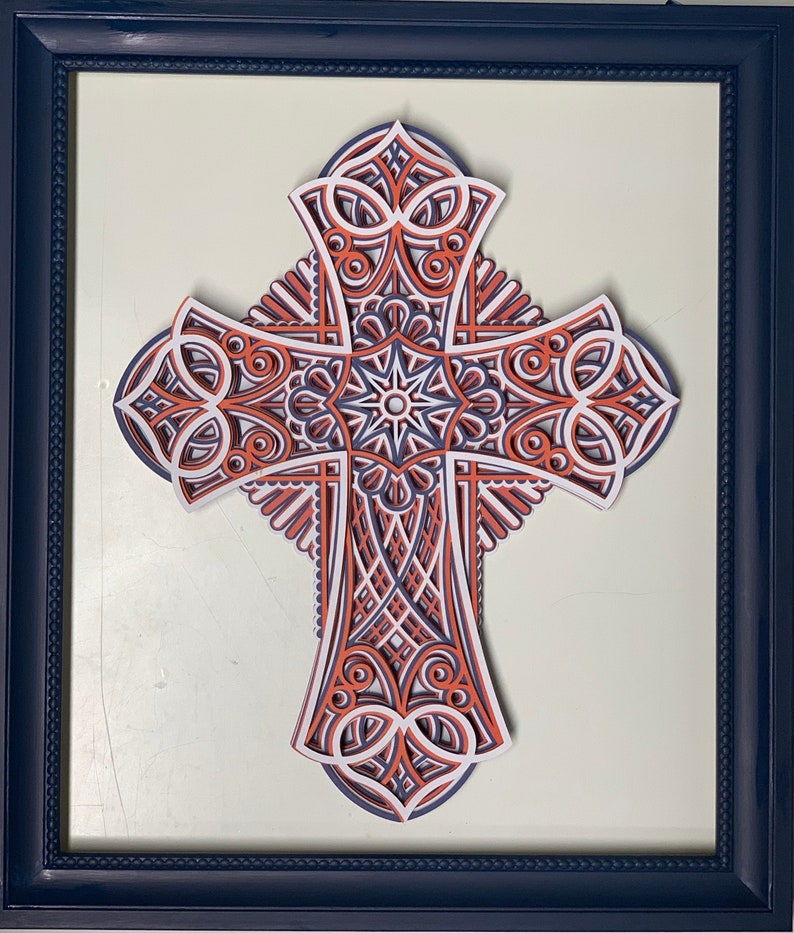 3D Layered Cross Mandala Cross Cardstock Art Framed Etsy