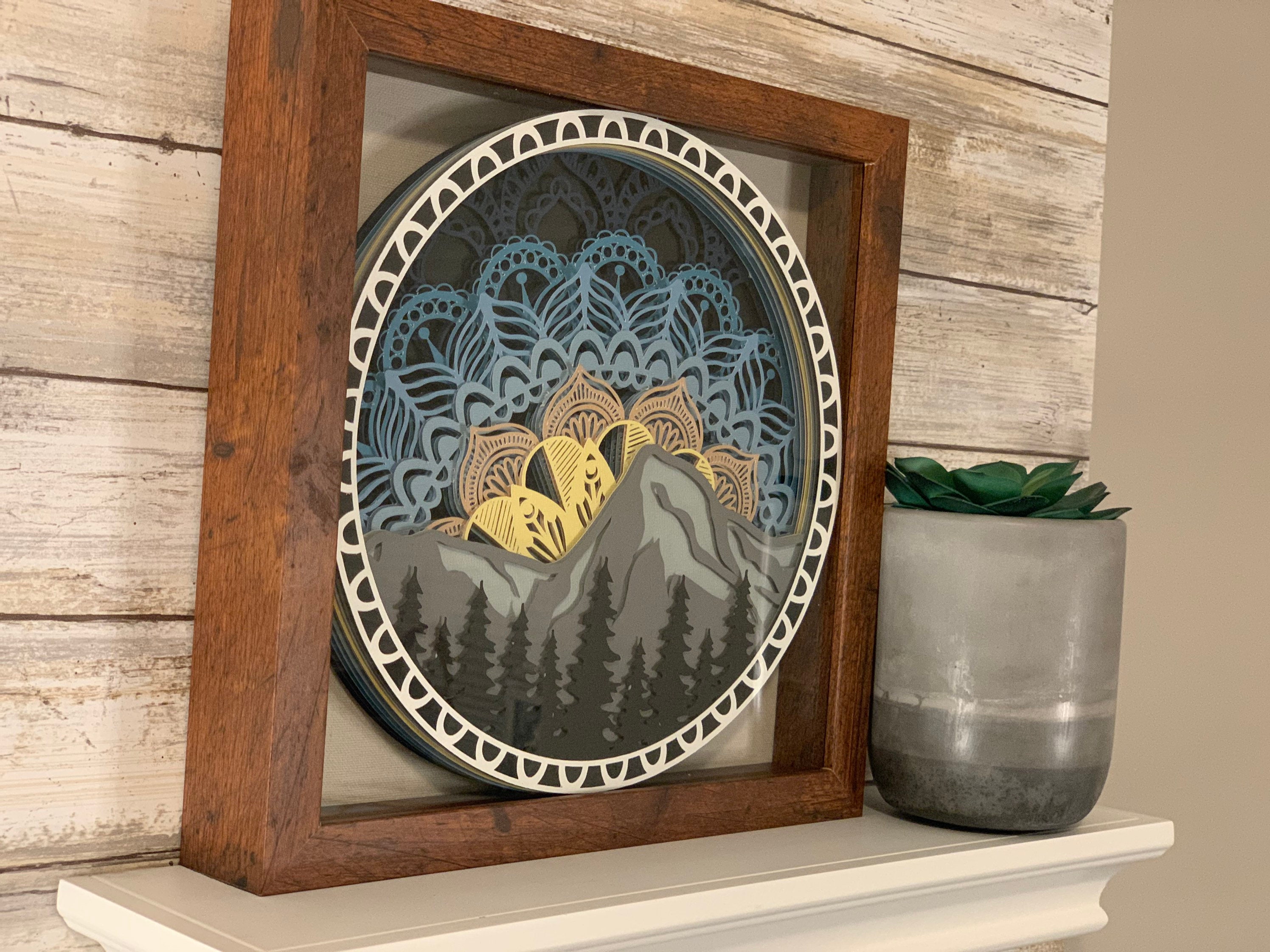 3D Layered Mountain Layered Cardstock Shadow Box Etsy