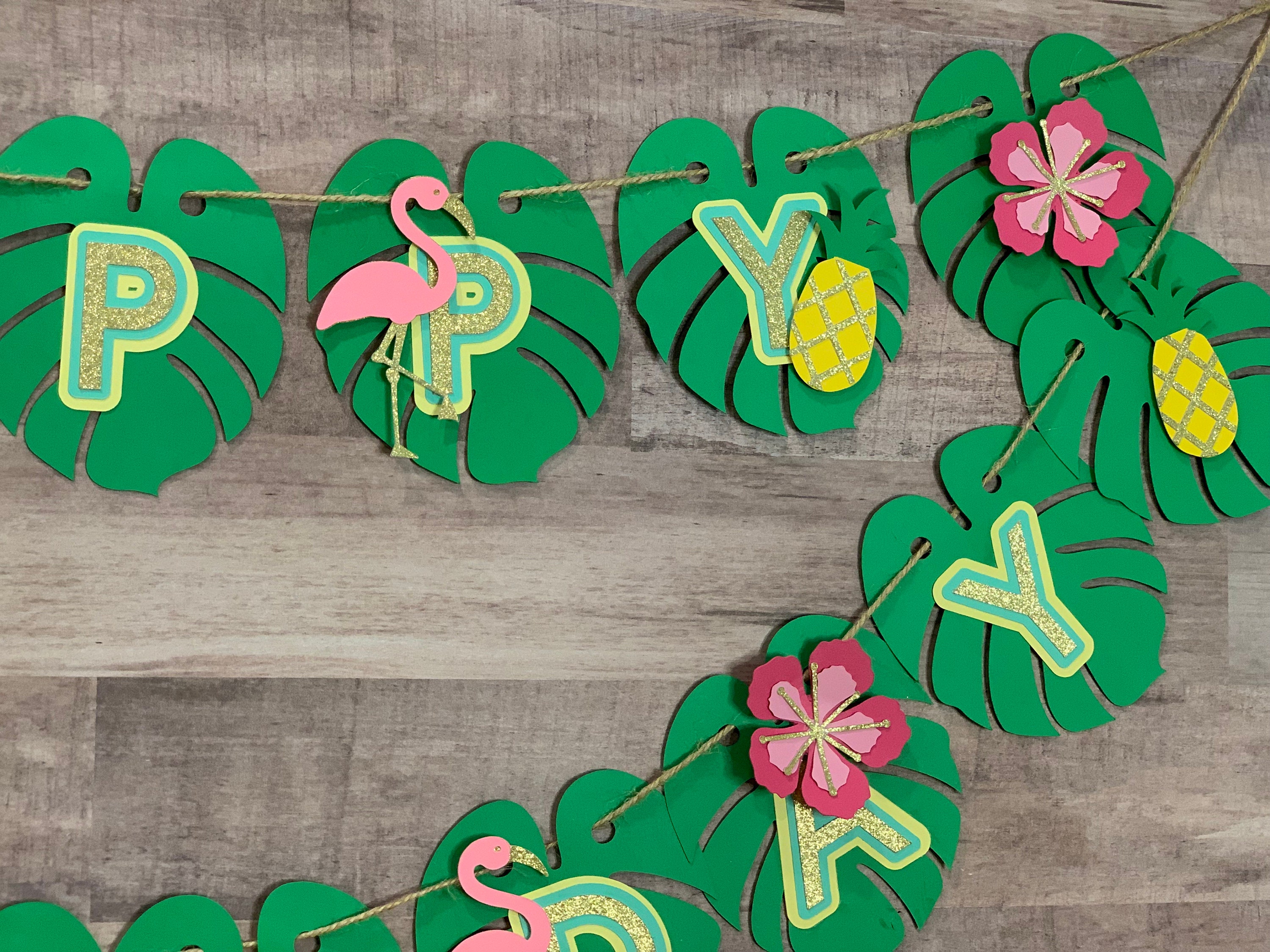 Tropical Banner Happy Birthday Banner Banner with Name | Etsy