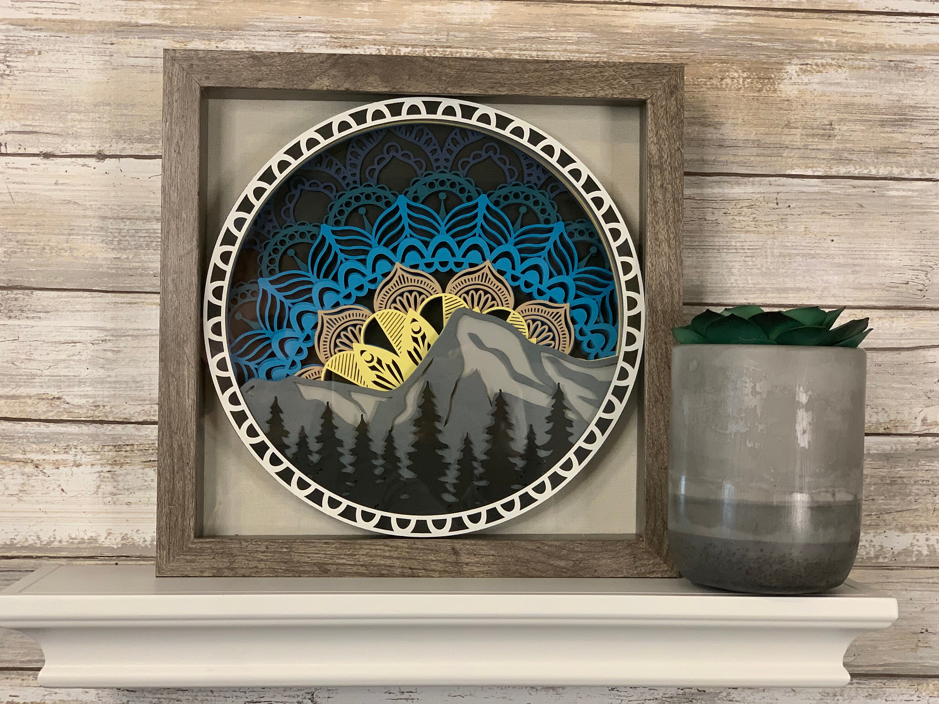 3D Layered Mountain Layered Cardstock Shadow Box Etsy