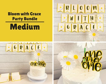 Medium Party Bundle | Daisy Theme | First Birthday Decorations | Bloom with Grace | Daisy decor