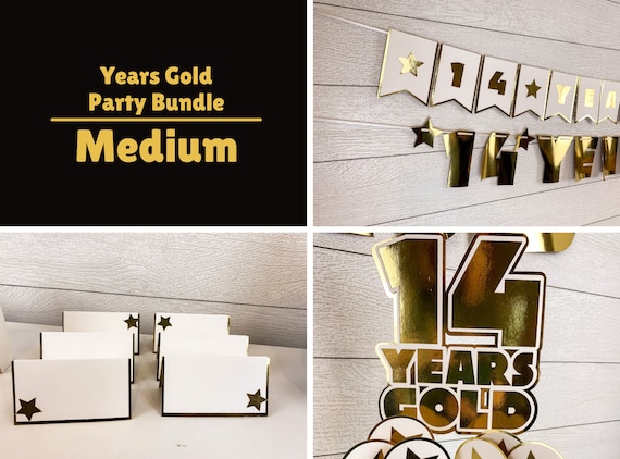 Golden Birthday Decor Bundle Medium Party Bundle Years Gold Party  Decorations 