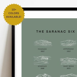 Los seis de Saranac / Parque Adirondacks / Norte del estado de Nueva York / McKenzie, Ampersand, Haystack / Saranac Sixer / Impresión glicée original y moderna