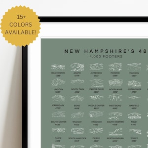 New Hampshires 48 | Personalisieren | 4.000 Fers | Mt. Washington | Weiße Berge| Neu England | Appalachen | Original, Moderner Glicée Druck