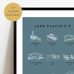 Lake Placid 9 Adirondack Peaks Print: Minimalist Mountain Art