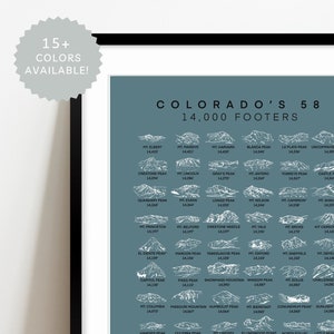 COLORADO’S 58 | Personalized | 14,000 Ft. | 14er Hiker Gift | San Juan Mountain Range | Original, Modern Glicée Print