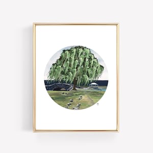 Syracuse Park Giclée Print: Gazebo and Bridge Landscape Art