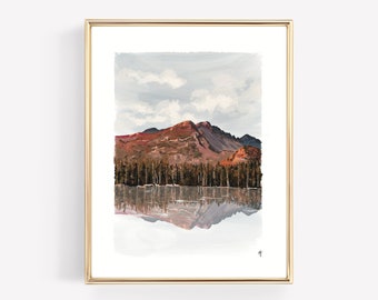 Rocky Mountain National Park Handmade Ornament Featuring a Small Art Print from an Original Watercolor Painting of Bear Lake