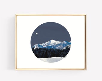 Impression giclée de Whiteface Mountain : paysage des Adirondacks au clair de lune