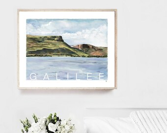 Sea of Galilee Print: Mount Arbel, Israel Landscape Giclée