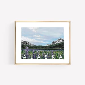 ALASKA | Chugach National Forest | Purple Wildflowers | Nootka Lupine | Modern Original, Landscape Giclée Print