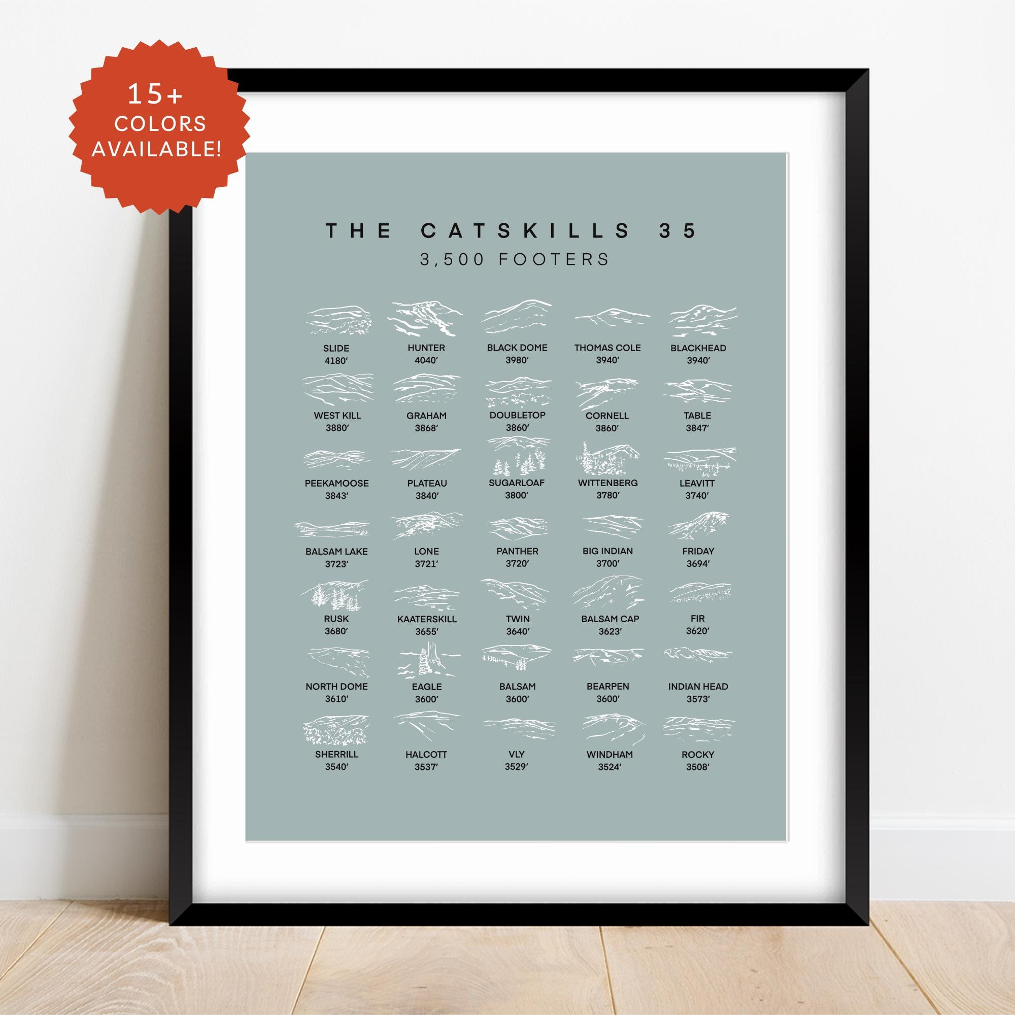 Catskills 35 3500 Footers Print: Minimalist Mountain Line Art