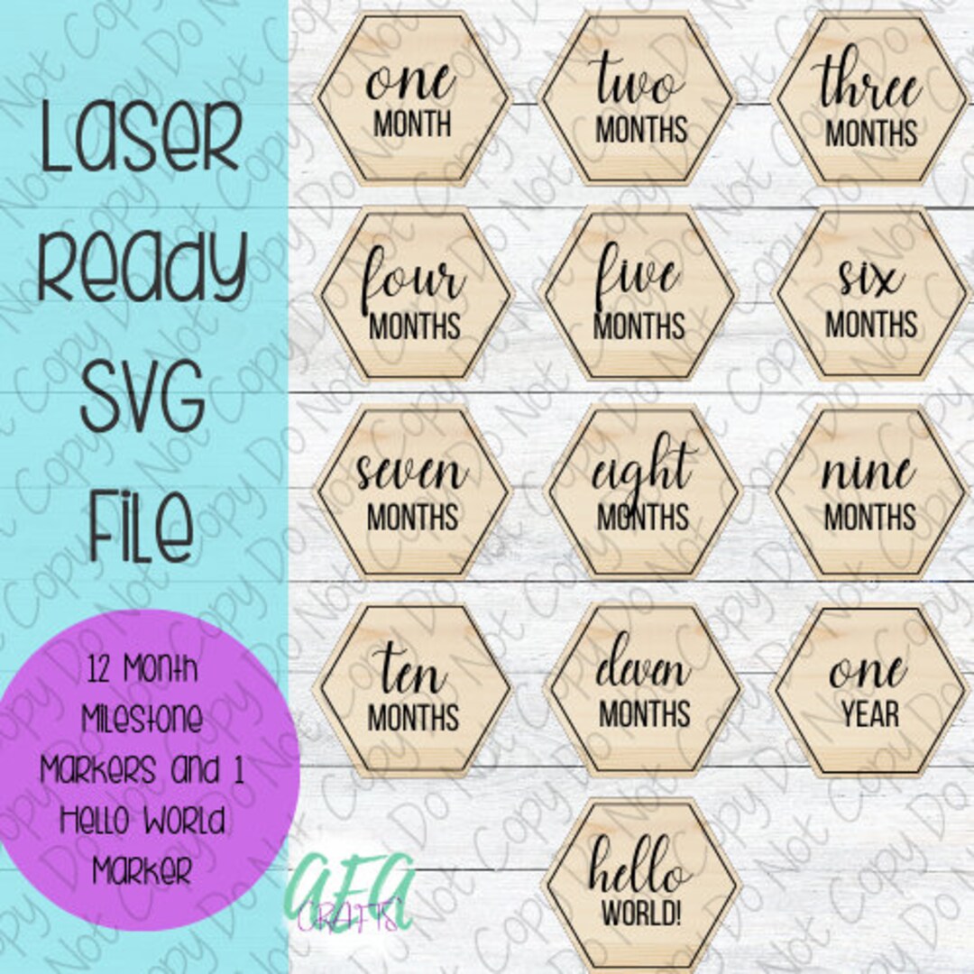 Laser Cut Baby Monthly Hexagon Milestone Markers SVG File - Etsy