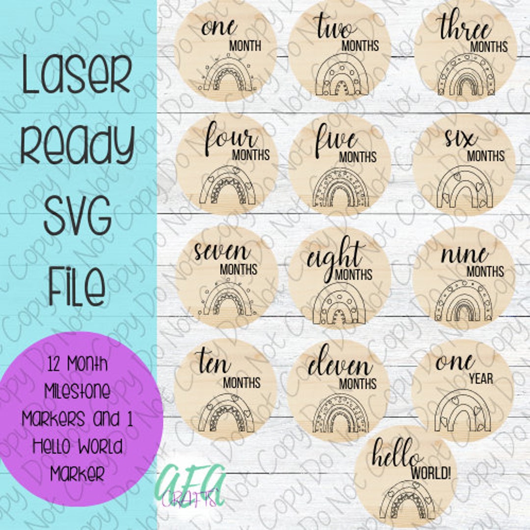 Rainbow Baby Milestone Markers Laser File: SVG, Glowforge (digital File ...