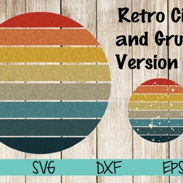 Vintage Sunset Bundle Grunge 60s 70s 80s Striped Circle Retro Sunset Svg Silhouette Cut Cutting Files Cricut Sublimation Instant Download