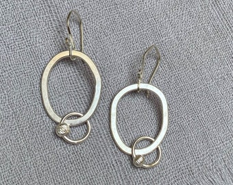 Hand-crafted sterling silver dangling earrings for pierced ears