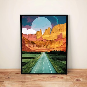 Desert Art, Utah Art, Moab Art, Surreal Art, Moon Wall Art, Home Office Wall Art, Digital Collage Prints, Abstract Art, Modern Art