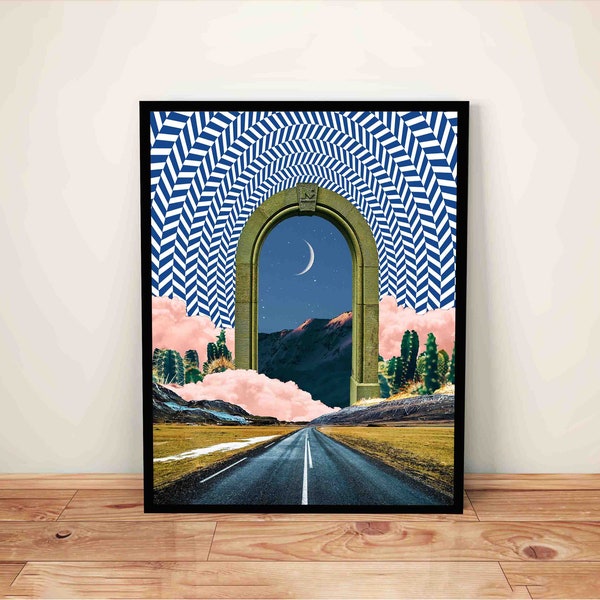 Surrealistyczny wydruk artystyczny „Portal Pustyni”: Odlotowy wystrój domu