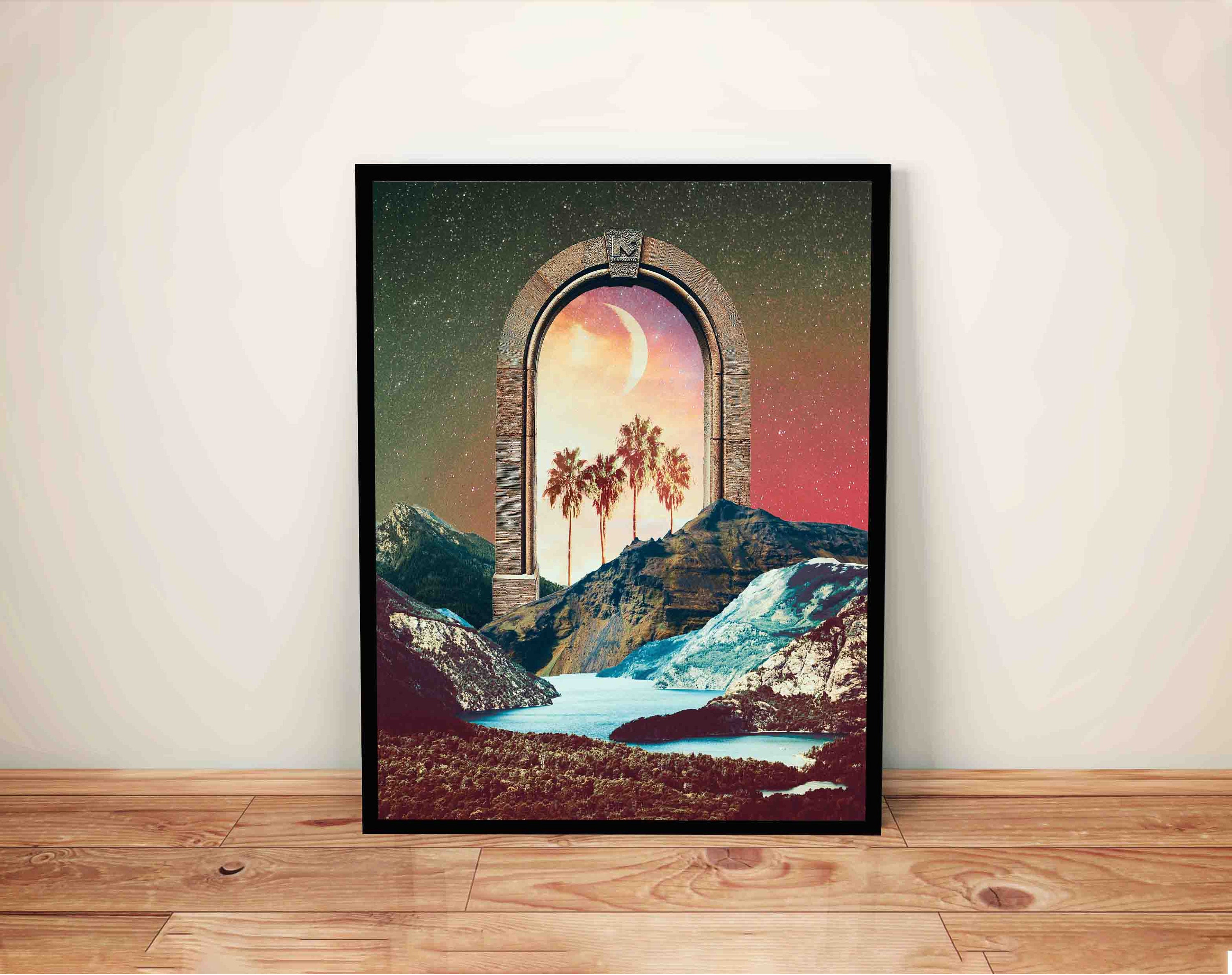 Tropical Palm Tree Beach Art Print: Surreal Landscape Poster - Etsy