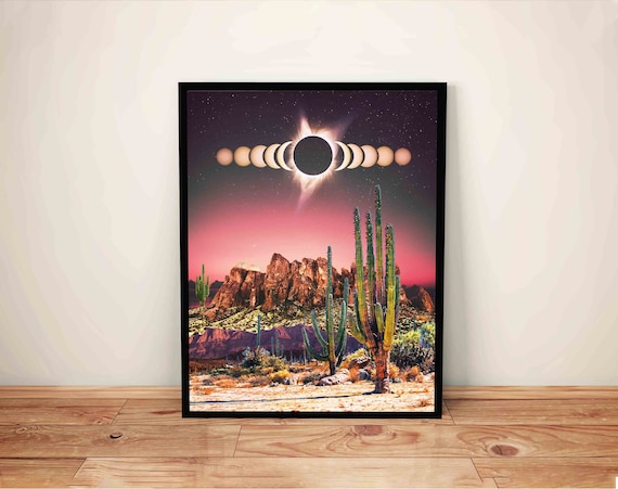 Surreal Arizona Desert Sunset Art Print: Saguaro National Park Poster