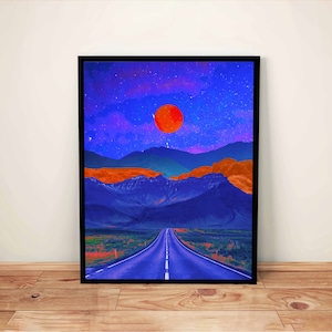 Surreal Road Trip Art Print: Abstract Mountain Landscape