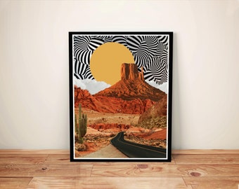 Desert Wall Art, Home Office Wall Art, Digital Collage Prints, Desert Art, Utah Art, Moab Art, Surreal Art, Trippy Art, Psychedelic Art