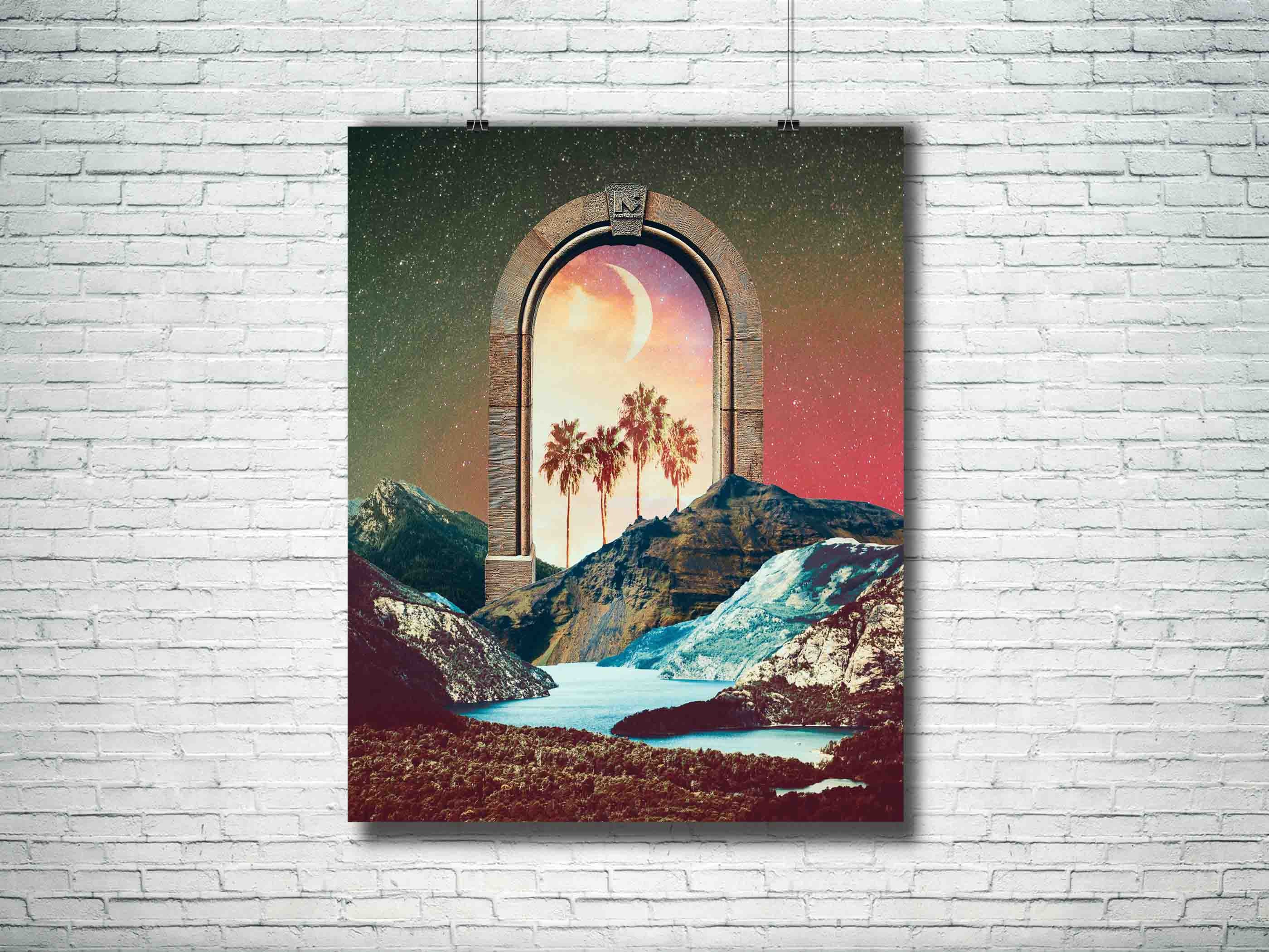 Tropical Palm Tree Beach Art Print: Surreal Landscape Poster - Etsy
