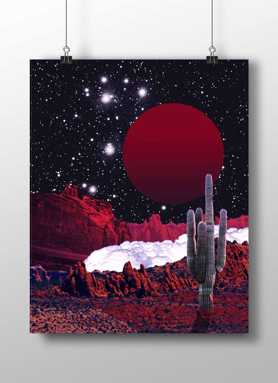 Surreal Desert Landscape Art Print: Trippy Utah, Arizona Collage