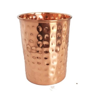 100% Pure Copper Cup Hand Hammered 250ml Tumbler Glass Mug Bottle, Ayurveda Copper Water Drinking Glass For Health Benefit, Christmas Gift
