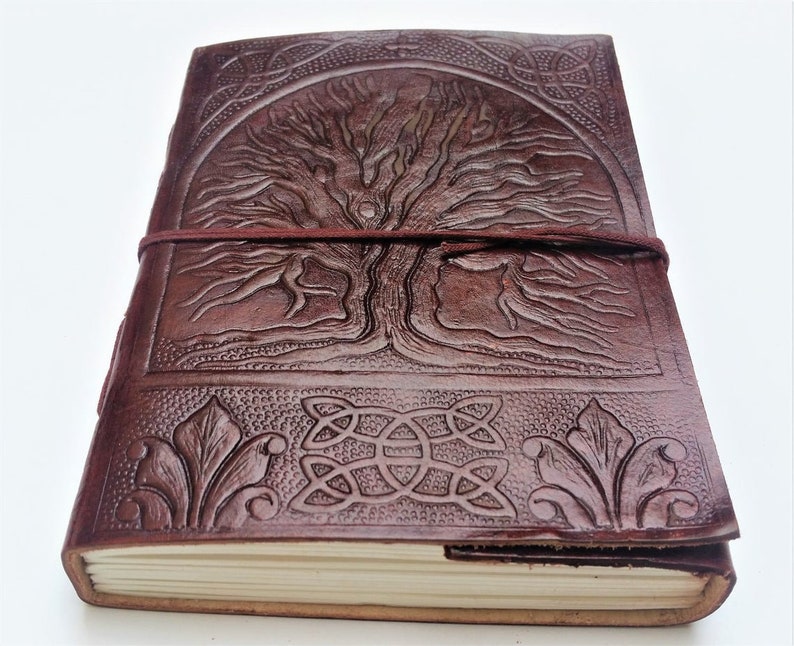Hand embossed Tree of Life Leather Journal Notebook Leather Etsy