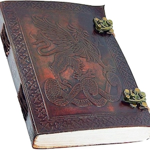 Neues Leder Journal Drache Geprägtes Leder Journal Notizbuch Keltisch zwei Spangen blanko Papier, 6 x 8 inch Personal Leder Journal Notizbuch