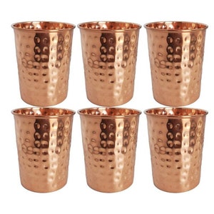 100% Pure Copper Mugs Handmade Hammered Design 250ml Tumbler Glass Mug Holistic Health Yoga Indian Drinking Glass Copper Mugs for men