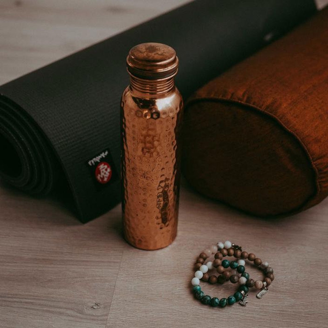 100 Pure Ayurveda Hammered Copper Bottle Natural Etsy