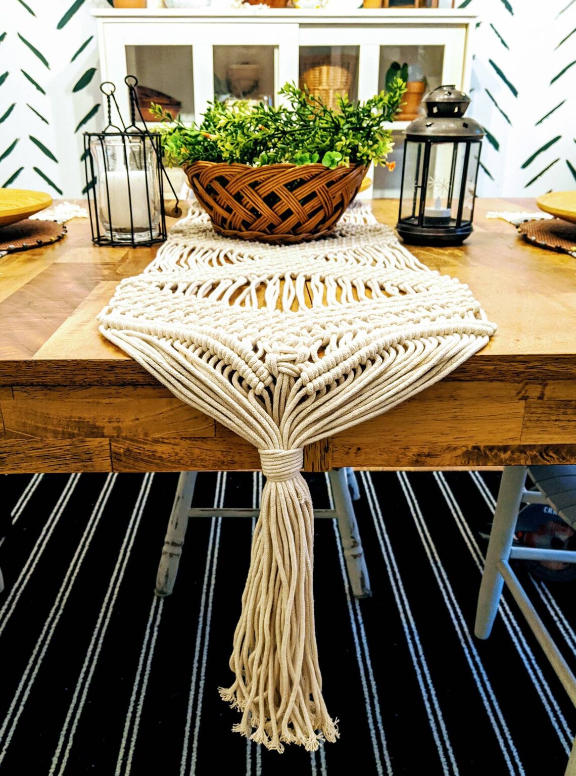 Macrame Table Runner Handmade Natural Cotton Boho Dining Home Etsy