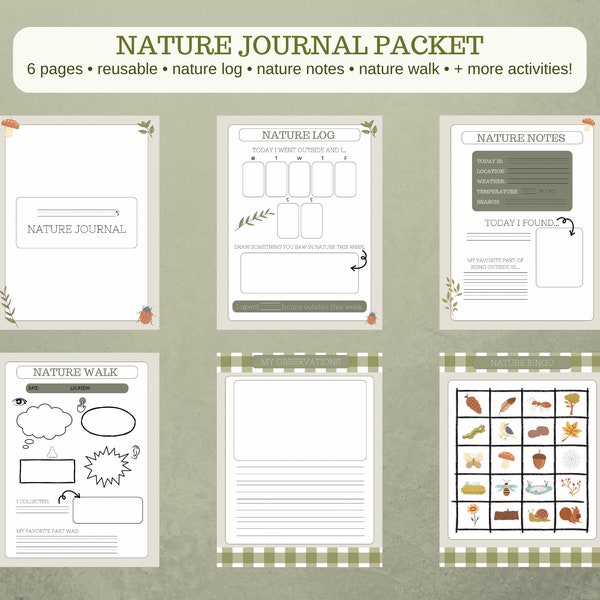 Printable Nature Journal | Nature Packet for Homeschool and Students | Nature Walk Printable | Kids Nature Journal | Nature Study Printable