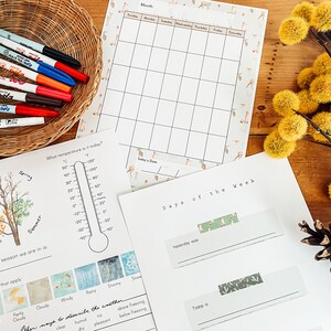 Calendar and Weather Pages - Forest Theme // Homeschool Printables // Circle Time Activities // Morning Menu Ideas // Early Education