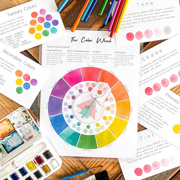 Color Wheel // Color Theory Cards // Homeschool Art Resources // Art Education // Kids Educational Activity