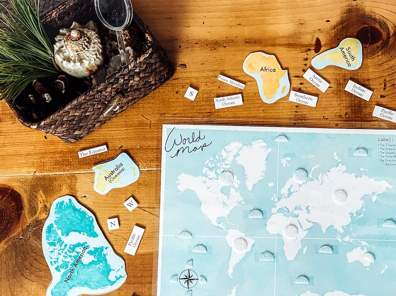 continents-and-oceans-activity-mat-world-map-geography-etsy
