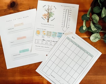 Calendar and Weather Pages - Pink and Teal Theme // Homeschool Printables // Calendar Time // Circle Time Activities // Morning Menu Ideas