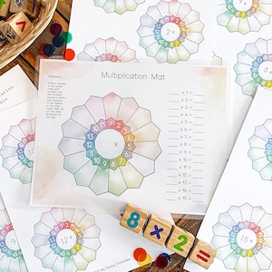 Aquarelvermenigvuldigingswielen//klassieke gesprekken alle cycli//homeschool wiskundehulpmiddelen//educatieve spelletjes//kinderactiviteiten