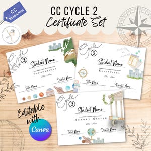 Editable CC Cycle 2 Certificate Set | Foundations, Essentials, Memory Master (Canva Templates)