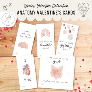 Kartki walentynkowe z anatomią | Zabawne kalambury do druku dla dzieci | Kolekcja Brainy Valentine